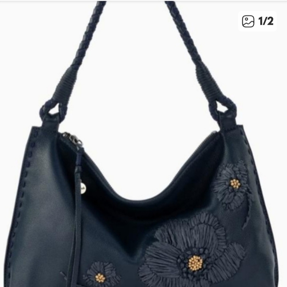 Elegant Navy Blue Floral Women's Bag
